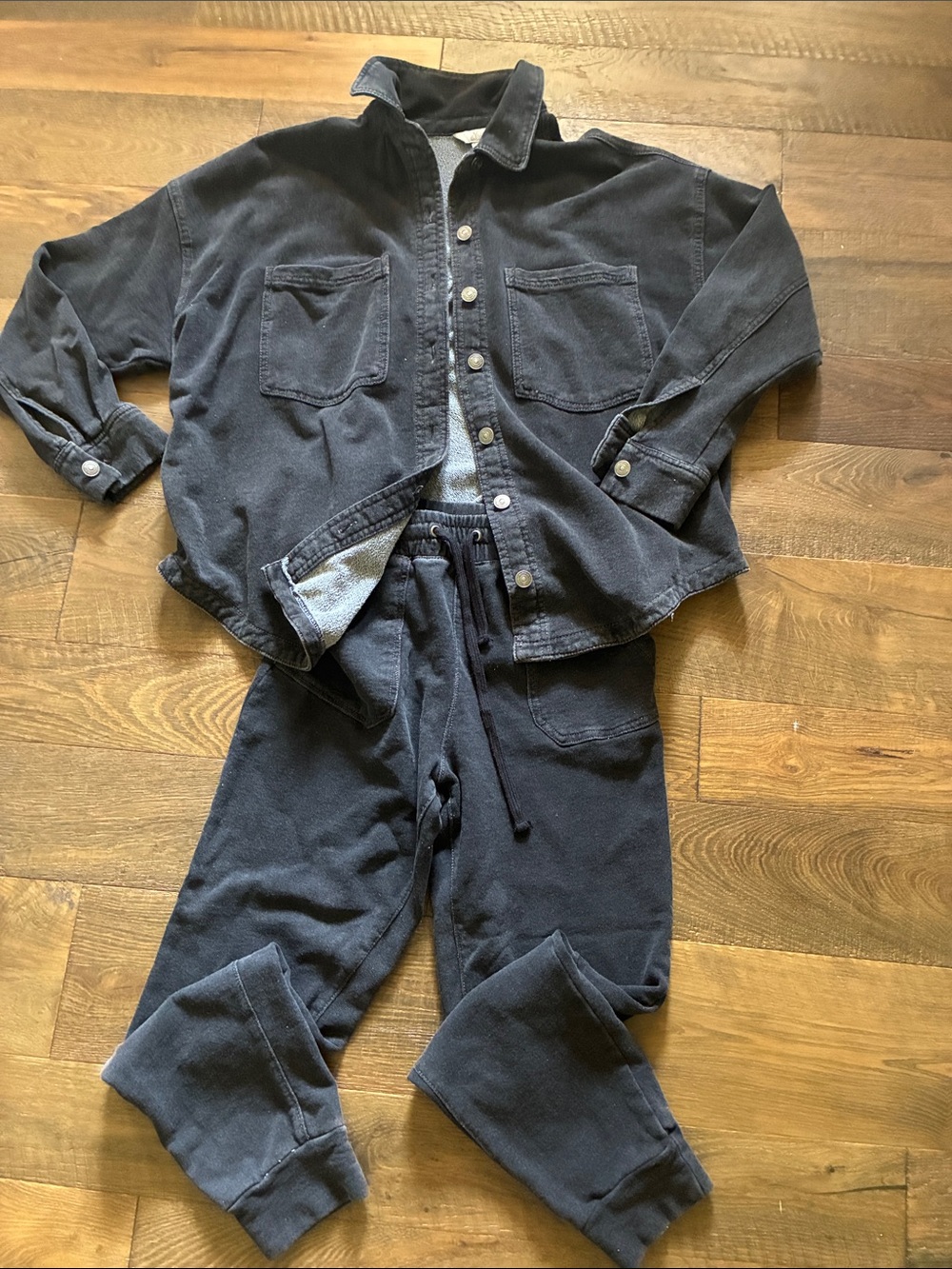 Natural Reflections Slate Gray Button-Front Shirt Jacket & Joggers Set